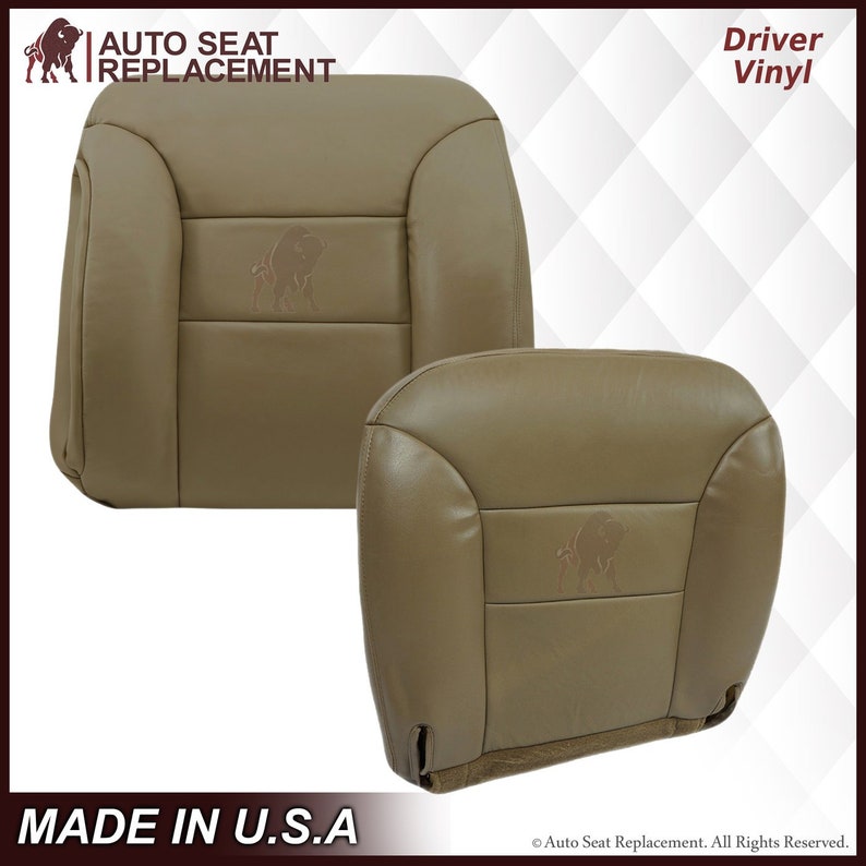 OE Replacement Front Right Vinyl Bottom Seat Cover For 1995-1999 Chevy Tahoe/Suburban – Med Neutral Tan (Color Code 522)