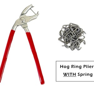 Hog Ring Pliers Kit: Galvanized Steel Rings, Auto Upholstery Tool