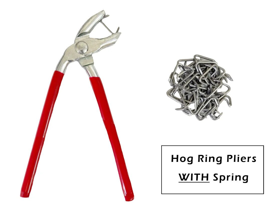Hog Ring Pliers Kit With Galvanized Steel Hog Rings, Auto Upholstery
