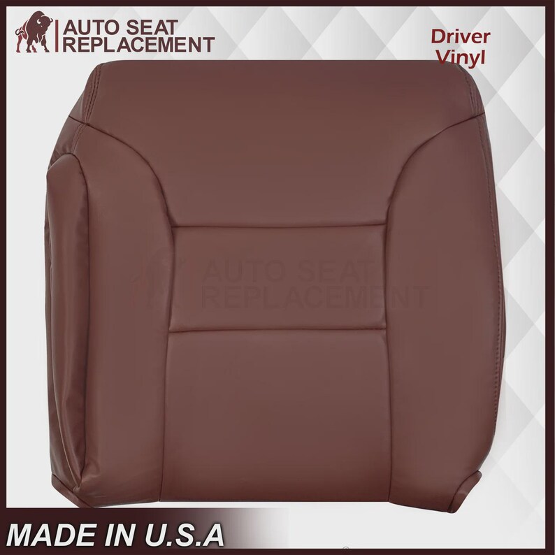 Ruby Red Synthetic Leather Seat Cover: Chevy Tahoe, Suburban, Silverado (1995-1999) Made in USA Driver Top