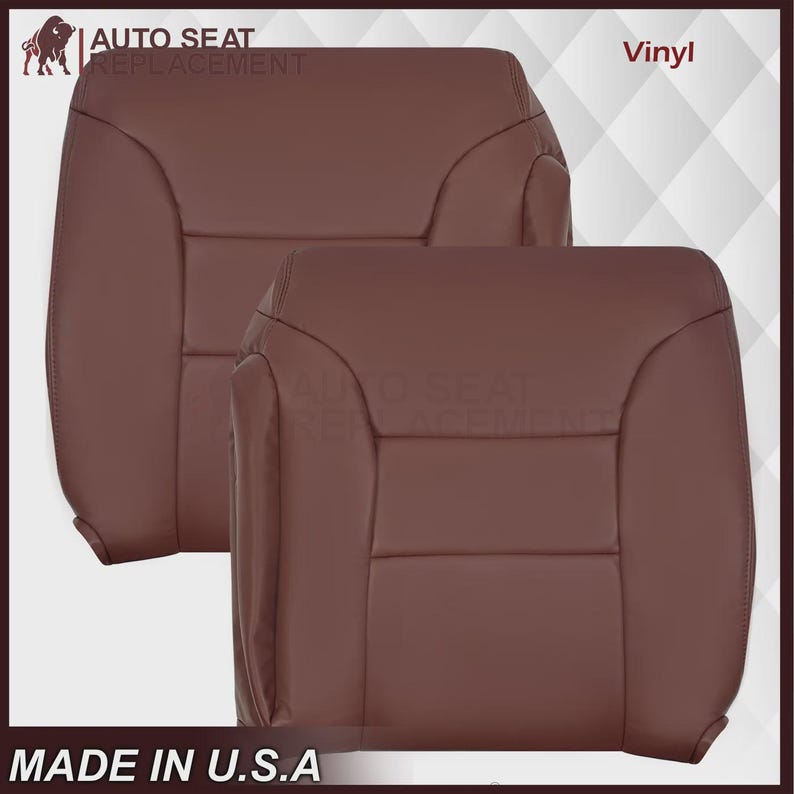 Ruby Red Synthetic Leather Seat Cover: Chevy Tahoe, Suburban, Silverado (1995-1999) Made in USA Driver& Pass Tops