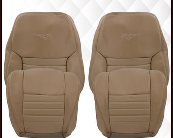 1999-2004 Mustang GT Convertible Seat Cover: Parchment Tan Synthetic Leather (Vinyl)