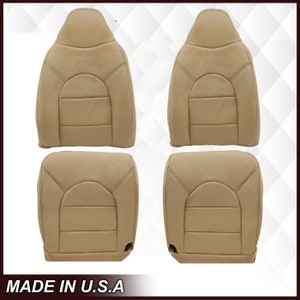 For 2000 Ford F250 F350 Lariat Super Duty Replacement Leather Seat Cover In Medium Parchment Tan ( Made in USA )