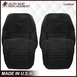 1999 2000 2001 2002 2003 2004 Ford Mustang GT Convertible in Dark Charcoal Black Genuine Leather Replacement Seat Covers ( Made In USA )