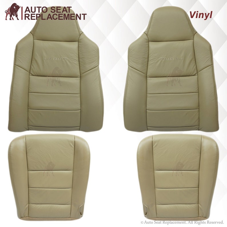2003 2004 2005 2006 2007 Ford F250 F350 Lariat Super Duty Synthetic Leather (Vinyl), Medium Parchment Tan Replacement Seat Cover Made in USA