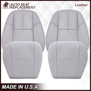 2007 2008 2009 2010 2011 2012 2013 2014 Chevy Tahoe Suburban Replacement Genuine Leather Seat Covers, Light Titanium Gray, Made in USA