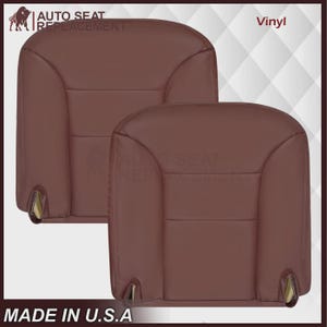 Ruby Red Synthetic Leather Seat Cover: Chevy Tahoe, Suburban, Silverado (1995-1999) Made in USA Driver& Pass Bottoms