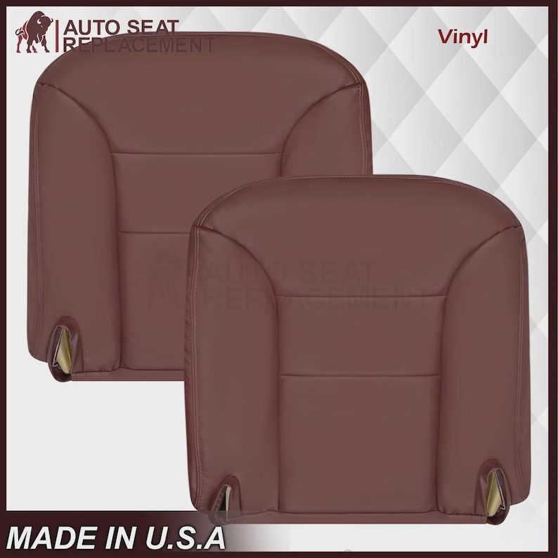 Ruby Red Synthetic Leather Seat Cover: Chevy Tahoe, Suburban, Silverado (1995-1999) Made in USA Driver& Pass Bottoms