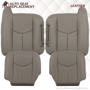 2003 2004 2005 2006 Chevy Tahoe Suburban Seat Cover Replacement in Genuine Leather, Light Gray, Made in USA