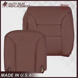 Ruby Red Synthetic Leather Seat Cover: Chevy Tahoe, Suburban, Silverado (1995-1999) Made in USA Driver Top & Bottom