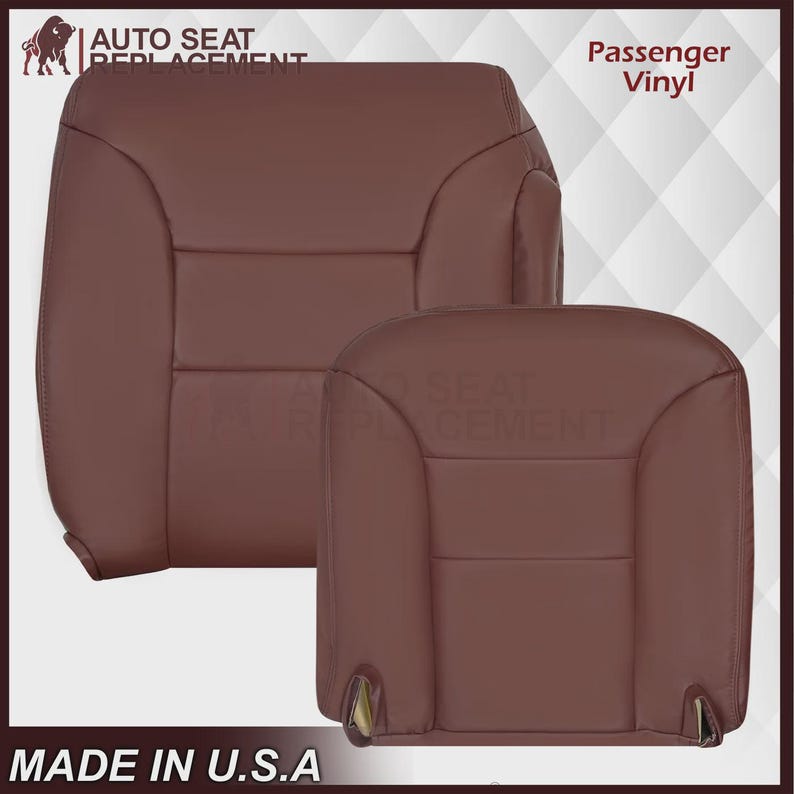 Ruby Red Synthetic Leather Seat Cover: Chevy Tahoe, Suburban, Silverado (1995-1999) Made in USA Pass Top & Bottom