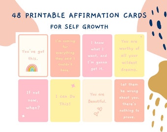 Positive Affirmation Cards | Self Love Card Set for Growth Mindset | Daily Self Care Inspiration | Mantra for Happinesss | Daily Self Love
