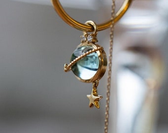 14k Blue Topaz Drop Diamond Stud, Luxury Fine Jewelry, Bridal Earrings, Women’s Stud Earring, Solid Gold Stud, Dainty Blue Diamond Stud