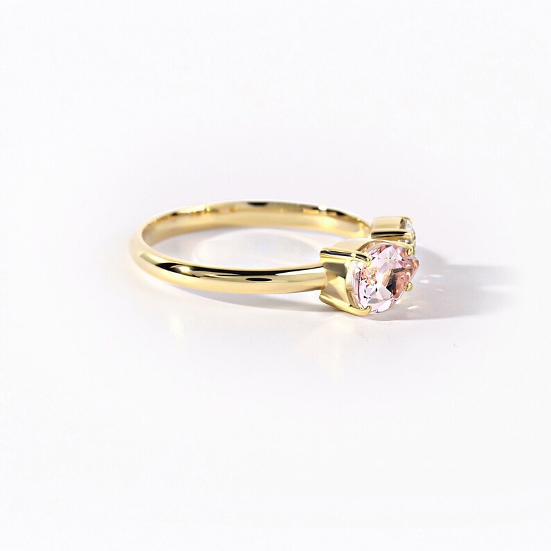 0.60 Ct Pink Morganite Diamond Ring, Gorgeous Engagement Ring, Dainty 14k Gold Promise Ring, Minimalist Wedding Ring, Diamond Solitaire Ring image 3