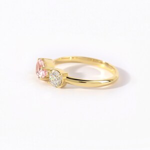 0.60 Ct Pink Morganite Diamond Ring, Gorgeous Engagement Ring, Dainty 14k Gold Promise Ring, Minimalist Wedding Ring, Diamond Solitaire Ring image 5