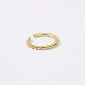 14k Solid Gold Ear Cuff With Shiny Beaded, Unique Ear Cuff For Women, Gold Women’s Jewelry, Dainty Earring, Solid Gold Earring