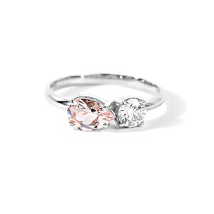 0.60 Ct Pink Morganite Diamond Ring, Gorgeous Engagement Ring, Dainty 14k Gold Promise Ring, Minimalist Wedding Ring, Diamond Solitaire Ring image 4
