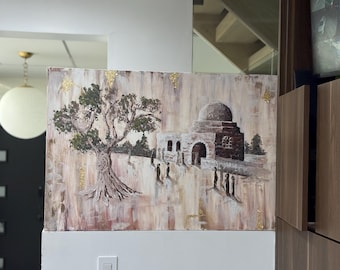 Mama Rochel ORIGINAL Acrylic Exclusive Painting 14k Gold 3D , Religious Home Decor