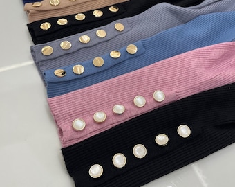 Knit Button Cuff Sweater , High Quality, Great Fit .