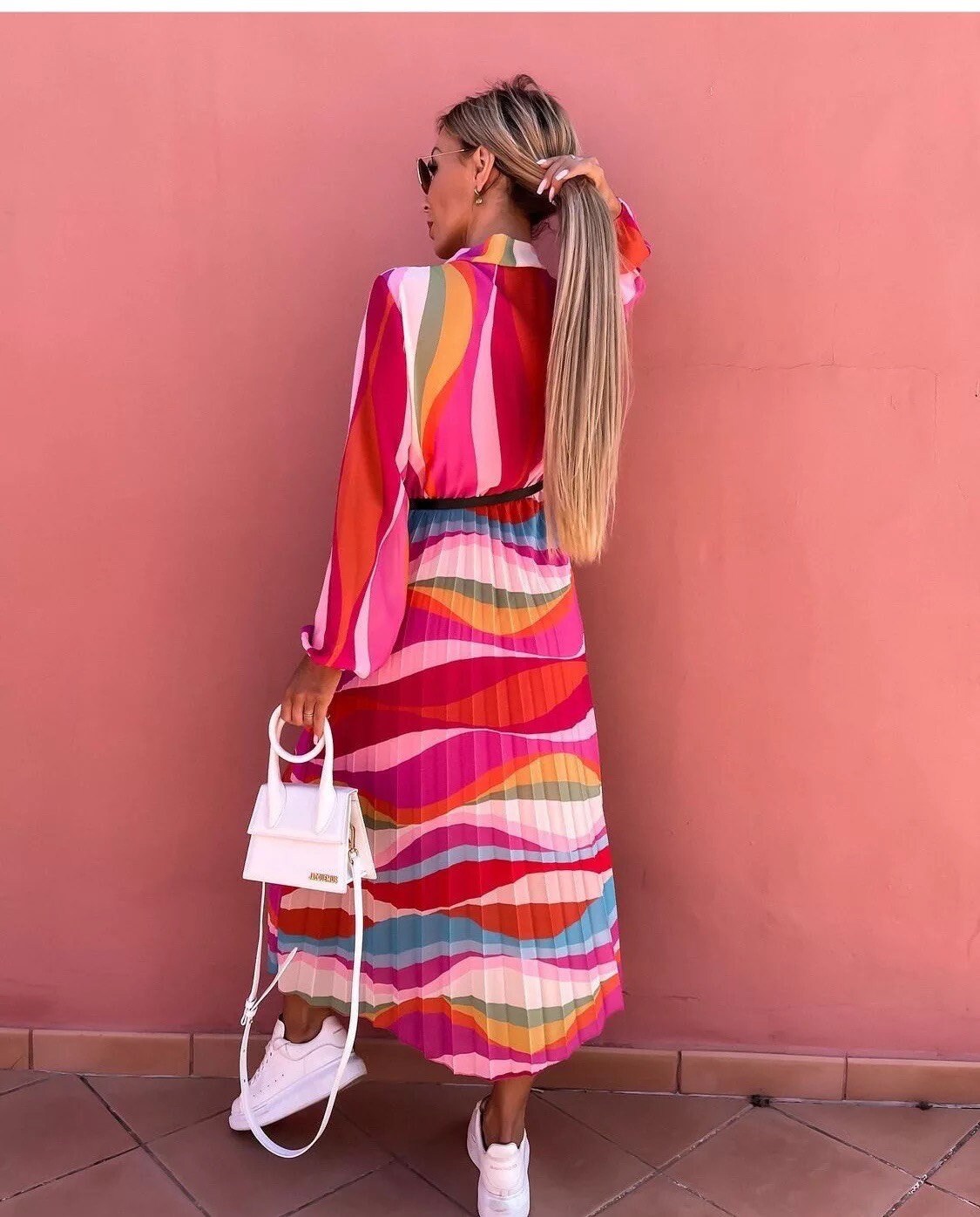 Pink Summer Maxi Dress A-line High Quality Modest Dress Casual With ...
