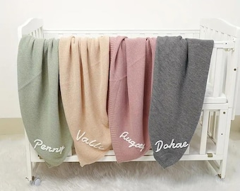 Custom High Quality Baby Knit Blanket With Name Baby Shower Gifts