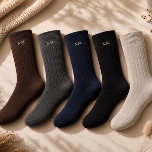 Embroidered Socks, Personalized Name Men's Dress Socks, Cotton Material