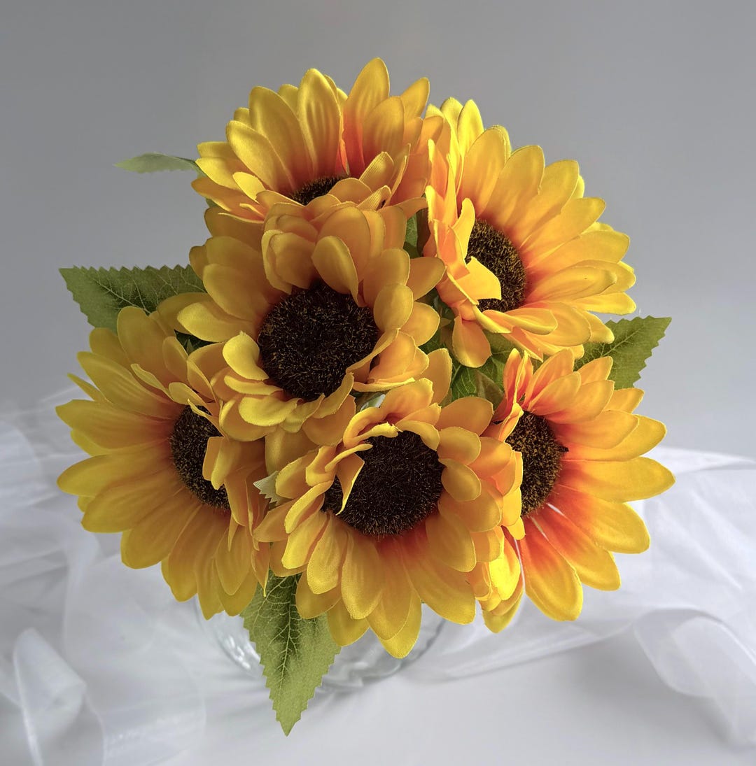 Sunflower Bouquet Rustic Wedding Flower Sunflowers Artificial Faux Silk ...