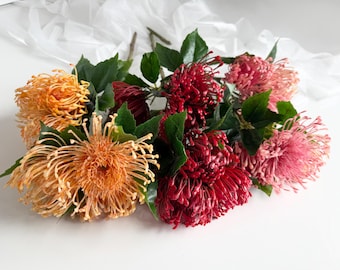 Faux Leucospermum Flower Stem - Australian Native Floral Spray