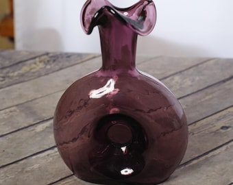 BLENKO GLASS Donut Pulpit Vase Amethyst 7" CLEAN Vintage