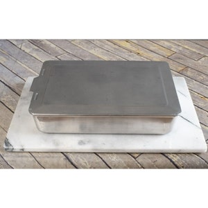 Vintage Square Aluminum 8x8 Mirro Cake Pan With Sliding Lid 