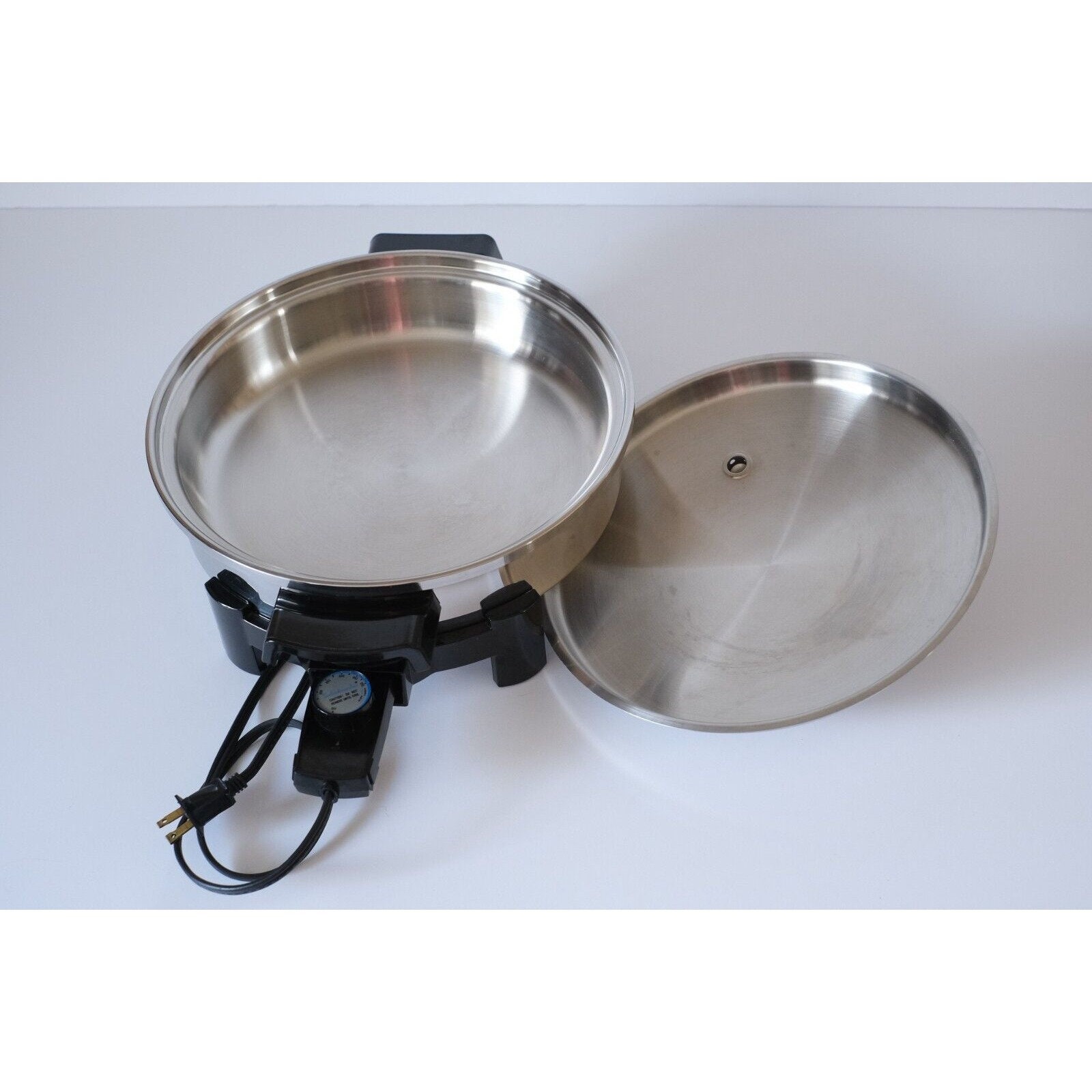 SALADMASTER Stainless Steel Electric Skillet 7256 Oil Core Lid Tested