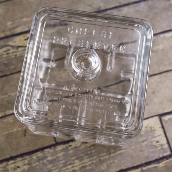 CHEESE PRESERVER Clear Glass Dish with Lid Square 5.5” Vintage