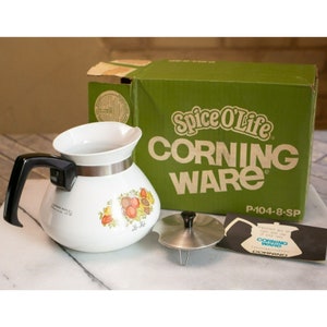 Vintage Corning Ware Spice If Life Stove Top 6 Cup Coffee Tea Pot P-104 “Le  The”