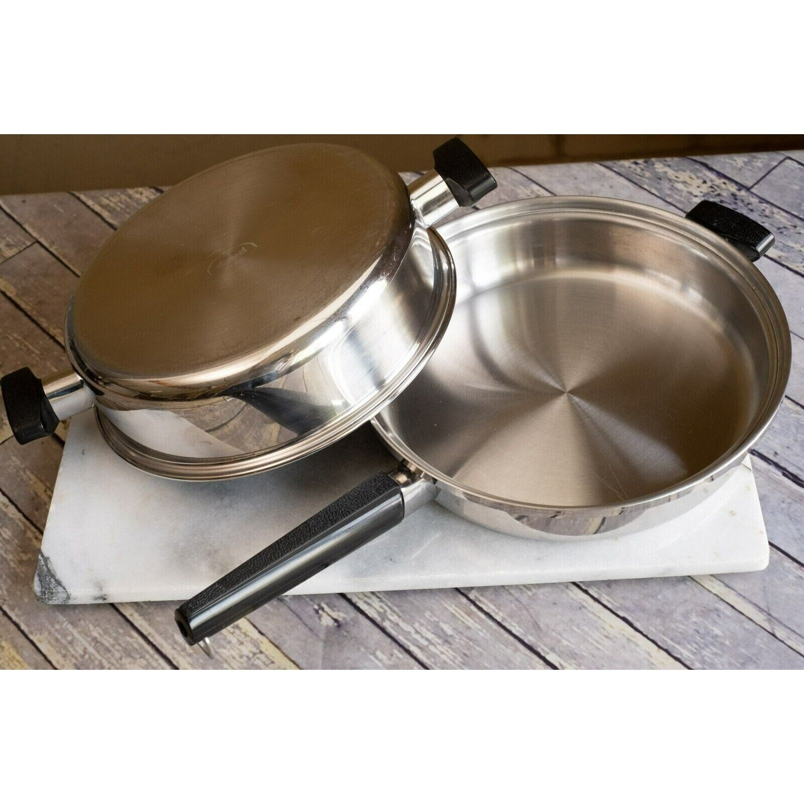 Vintage EKCO PRESTIGE Triply Stainless Steel 10.75 Fry Pan With Dome Lid CLEAN Etsy