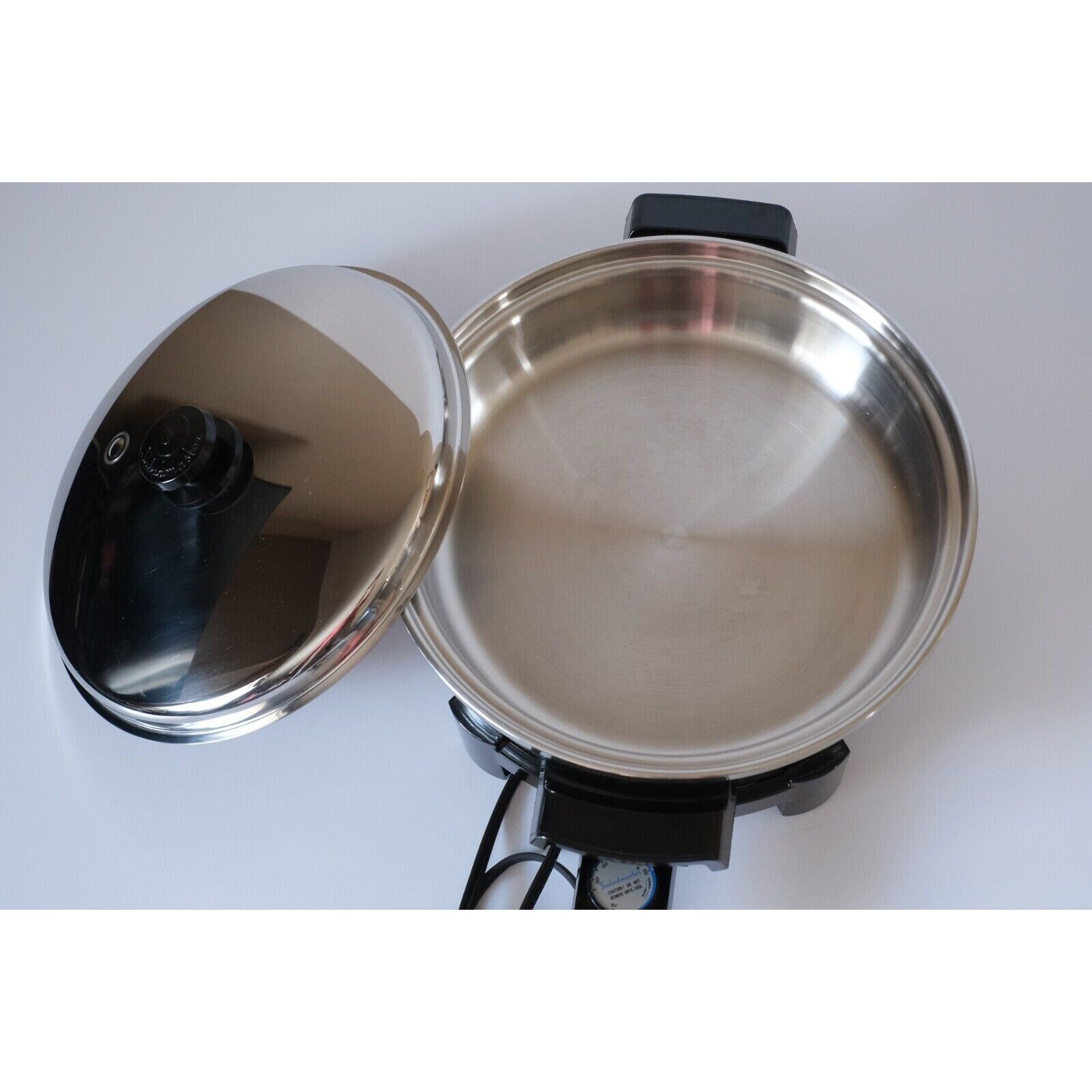 SALADMASTER Stainless Steel Electric Skillet 7256 Oil Core Lid Tested