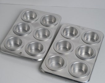 REMA Air Bake Muffin Cupcake Pan Aluminum 6 opening 13.5" by 9" - Set of 2 CLEAN