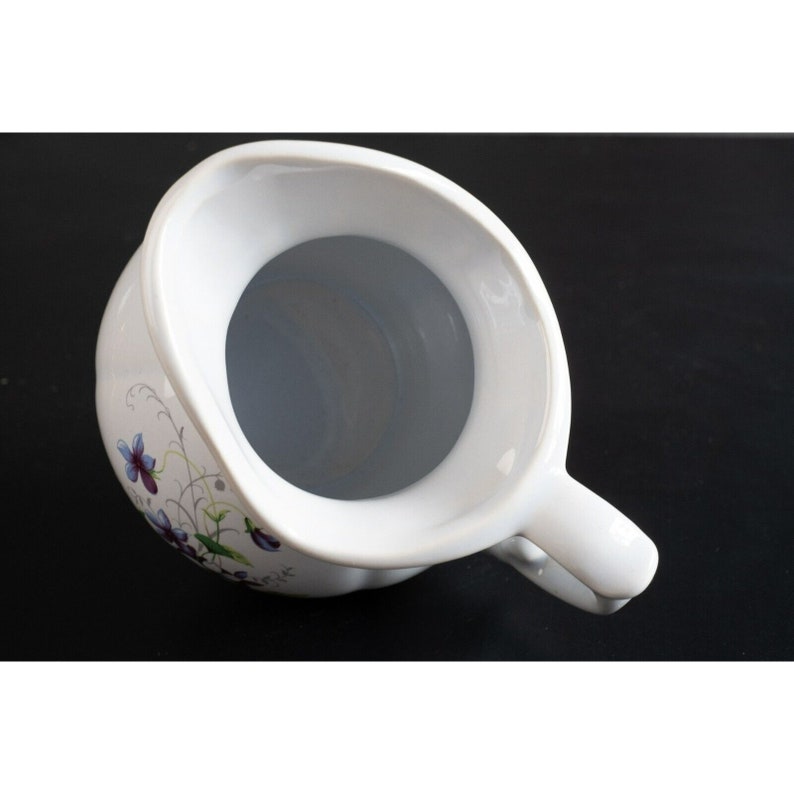 Vintage MCCOY POTTERY White Ironstone Pitcher Violets Blueish Etsy