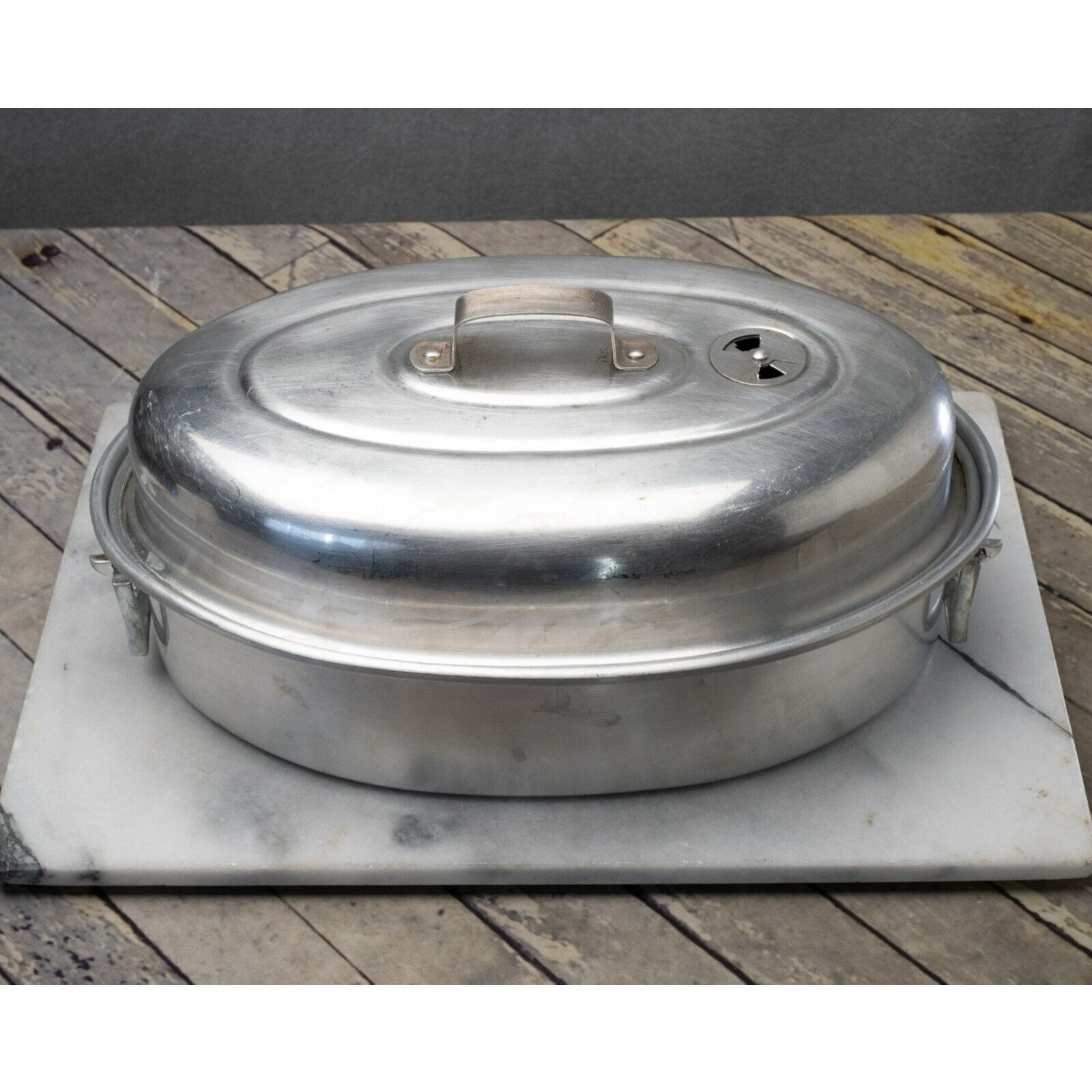Vintage MIRRO Aluminum Oval Roaster Pan Vented Lid With Trivet Etsy