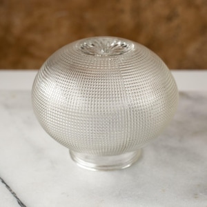 Vintage Ceiling Globe Lamp Shade Clear Glass Starburst MCM 6" Wide 3.25" Fitter