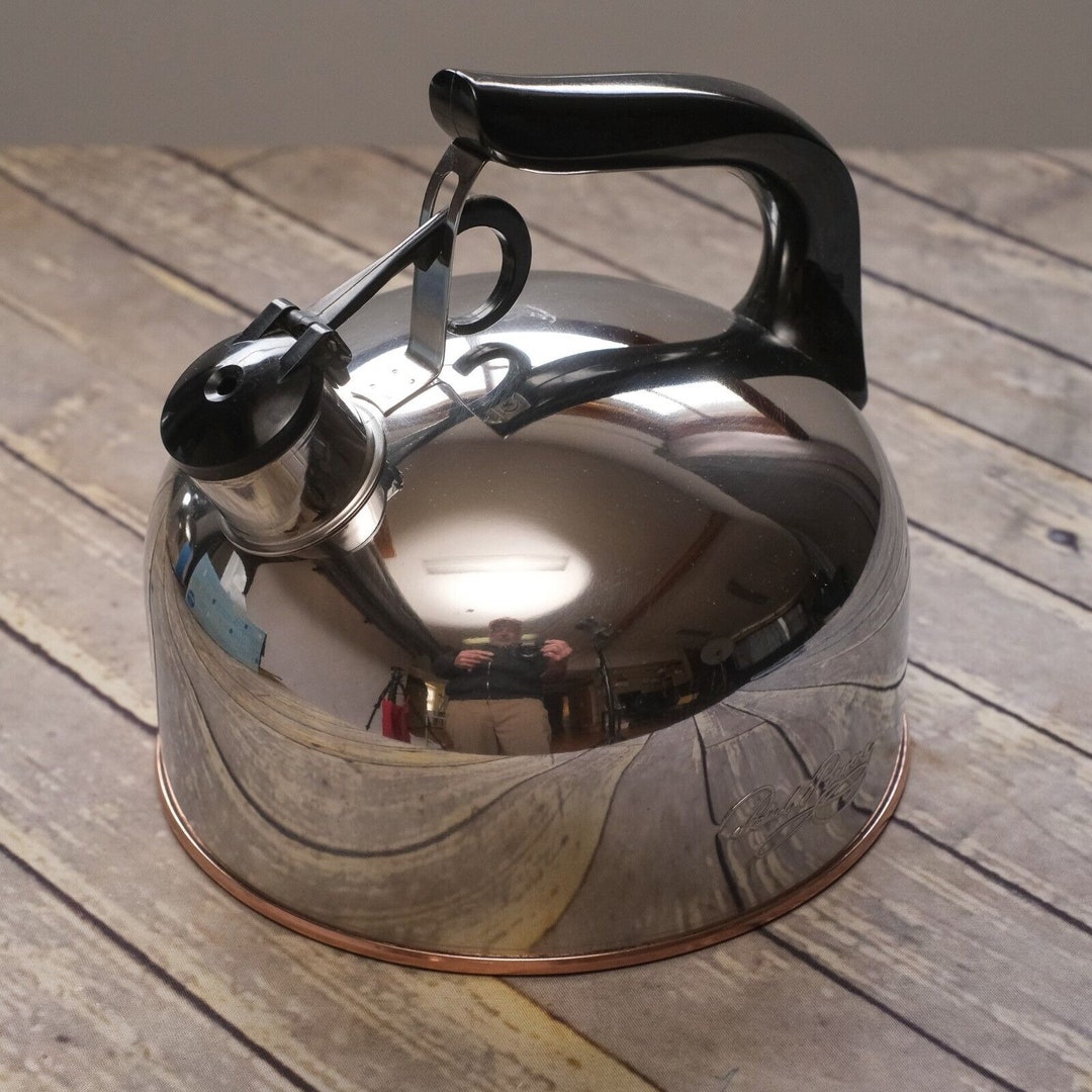 REVERE WARE Copper Bottom Stainless Steel Tea Kettle 2 Quart Whistles