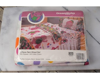 Vintage Barney the Dinosaur Twin Flat Bedsheet Bedding Fabric - Etsy