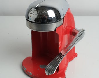 RIVAL JUICE-O-MAT Tilt Top Hand Crank Metal Juicer #462-C Red Complete