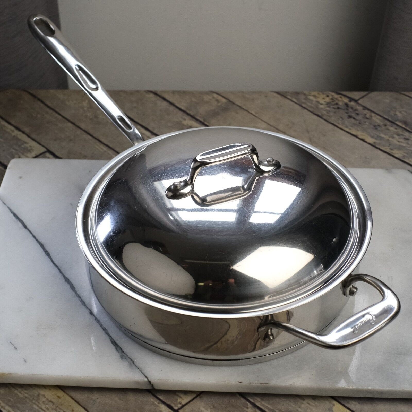 Thunder Group 3-Quart Stainless Steel Saute Pan - Professional Style, Flat Bottom, Deep Sides - View #6