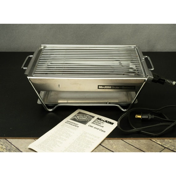 MAXIM Electric Broiler Barbeque Indoor Countertop SS 12x9 Complete TESTED  Works 