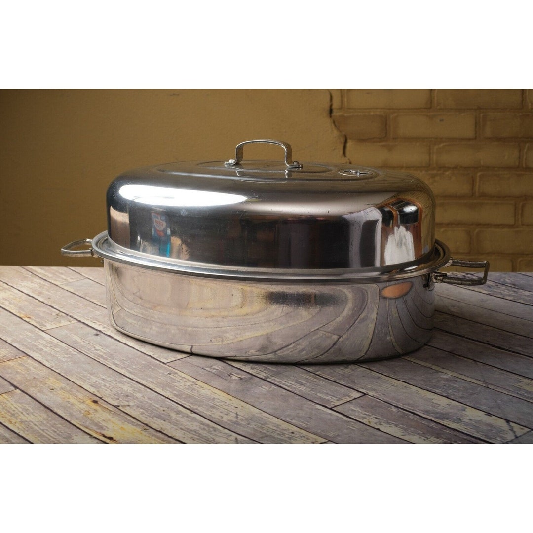 MIRRO Aluminum Oval Roaster Pan Vented Lid With Trivet Lifter - Etsy