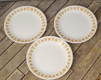 CORELLE BY CORNING Butterfly Gold Salad or Lunch Plates 8.5-Set of 3 Vintage