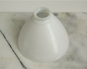 VINTAGE TORCHIERE MILK GLASS WAFFLE PATTERN FLOOR LAMP SHADE 8 INCHES WIDE 