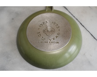 Vintage CLUB ALUMINUM COOKWARE 50th Anniversary Fry Pan 8.5 inches Avocado Green