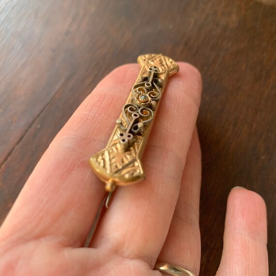 Antique Victorian Gold Fill Pin Brooch - image 5