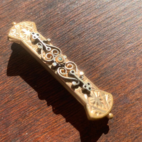 Antique Victorian Gold Fill Pin Brooch - image 7